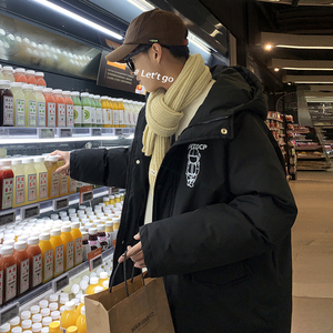 W156-P120 冬装潮牌ins印花图案连帽宽松休闲加厚棉衣外套图片