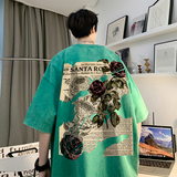 数据超好重磅抖音品质美式复古蜡染水洗做旧宽松短袖t恤T810P35，男装T恤，电商A486
