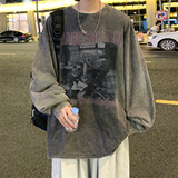 2023春装重磅纯棉美式蜡染水洗做旧潮牌宽松长袖t恤CT211-P45，男装T恤，电商A486