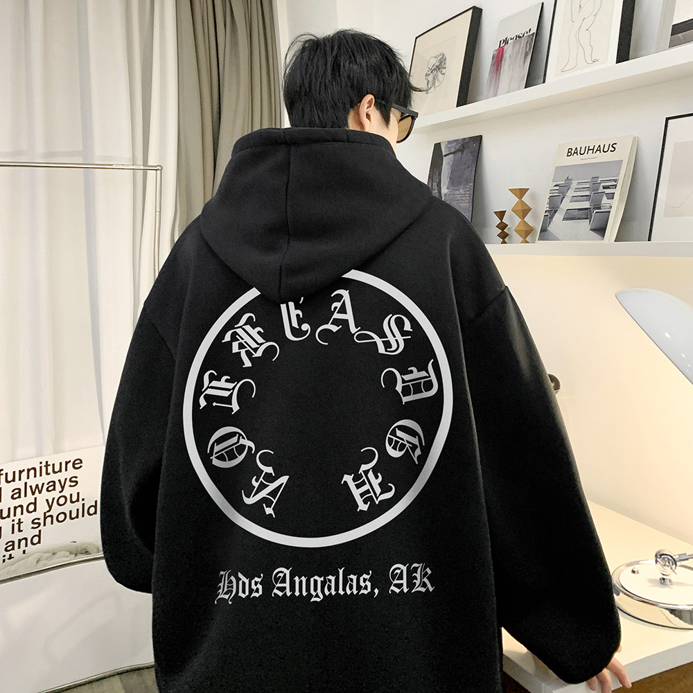 重磅华棉2023春装美式潮牌印花宽松连帽卫衣外套W550-P55,男装卫衣,电商A486