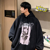 500g重磅冬装加绒加厚潮牌美式宽松连帽印花卫衣外套W636-P50，男装卫衣，电商A486