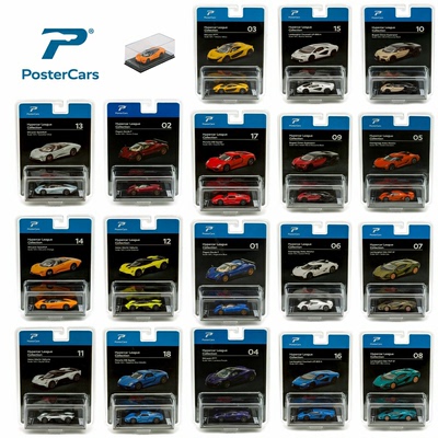 新品Postercars挂卡1:64合金迷你小汽车模型超跑成人男生收藏摆件