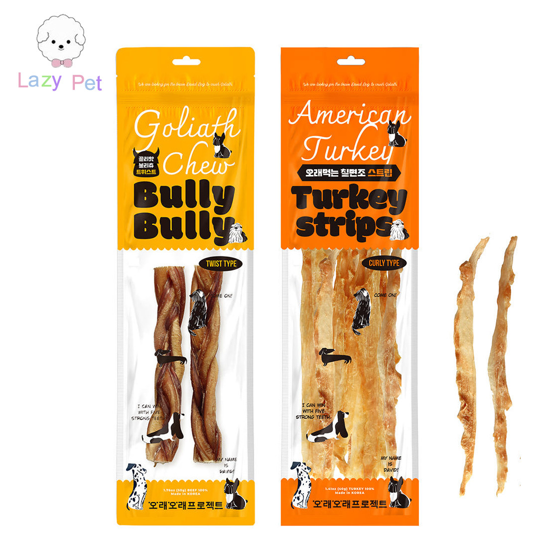 「Lazy Pet」韩国代购宠物狗狗纯天然牛肉磨牙扭棒火鸡肉干零食