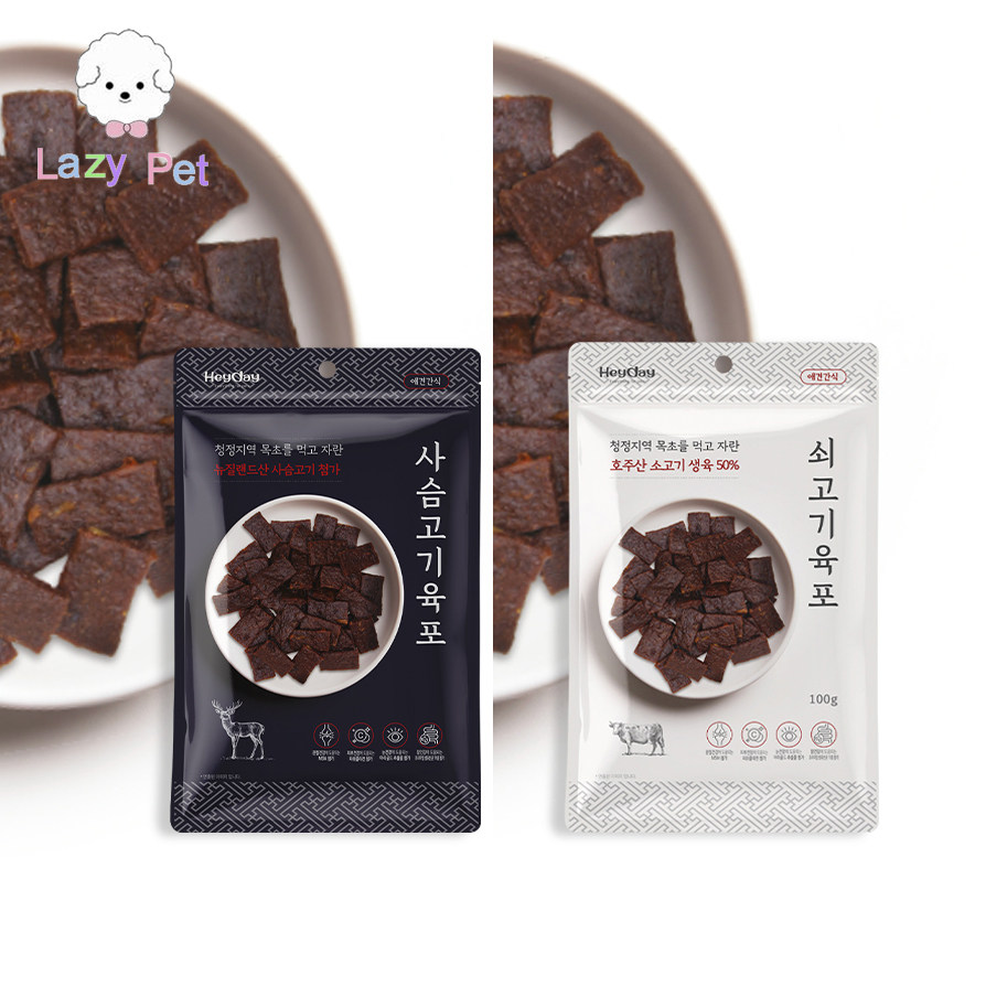「Lazy Pet」韩国代购Heyday宠物草饲澳洲牛肉新西兰鹿肉脯狗零食