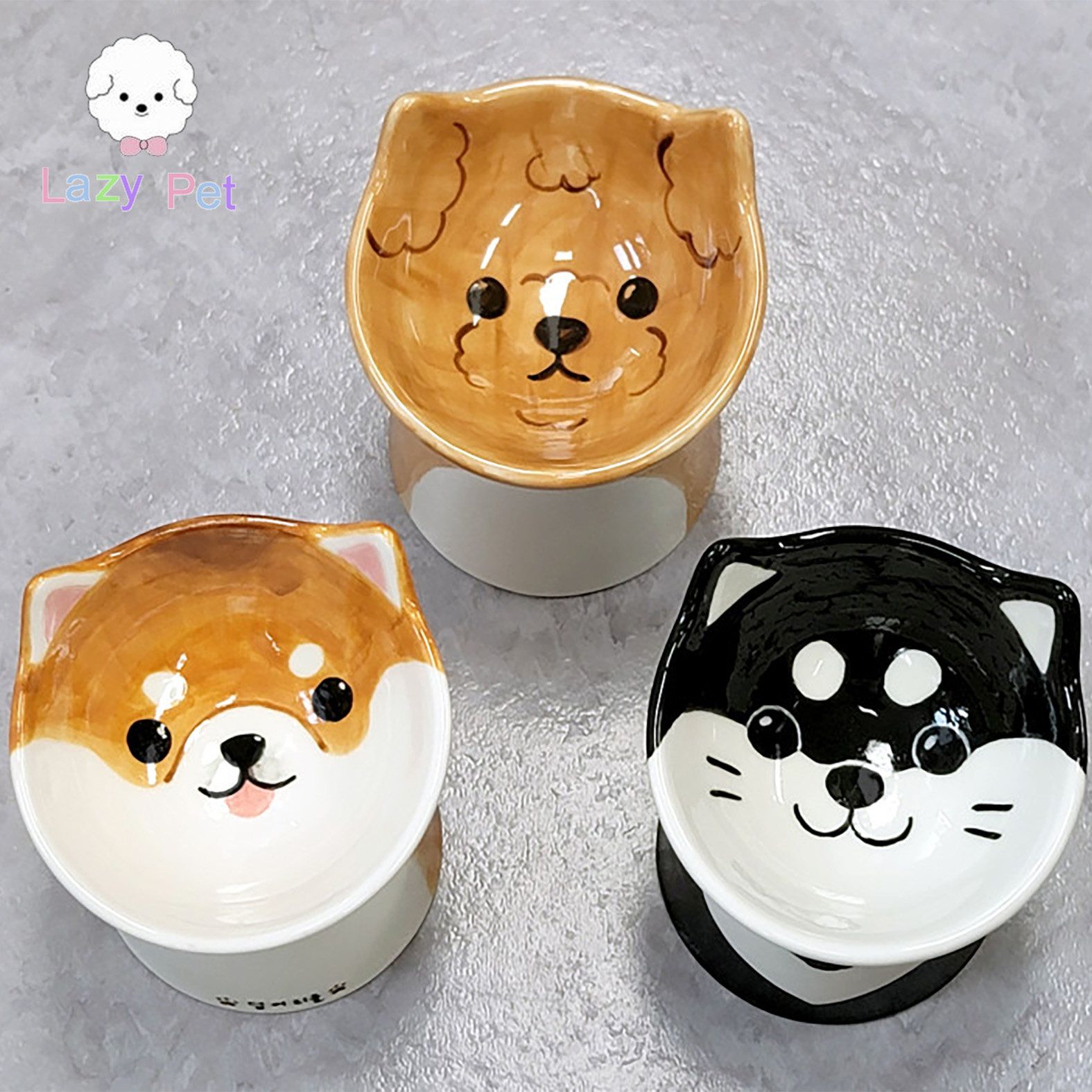 韩代宠物照片定制手工陶瓷高脚碗