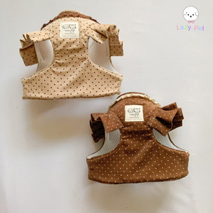 蕾丝领波点胸背 宠物猫狗出行散步可爱荷叶袖 「Lazy Pet」韩国代购