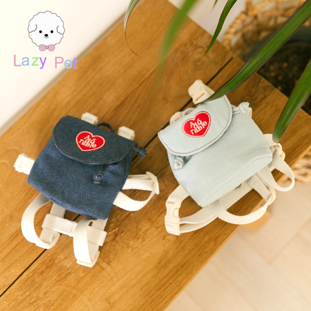 韩代户外出行牛仔布爱心背带包