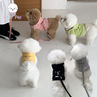 「Lazy Pet」韩国durangrurang宠物格纹连帽口袋魔术贴胸背牵引绳