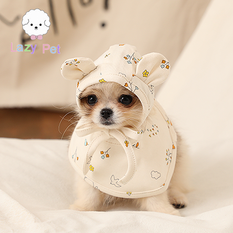 「Lazy Pet」韩国代购宠物猫狗有机棉可爱兔子鸟印花马甲帽子围兜