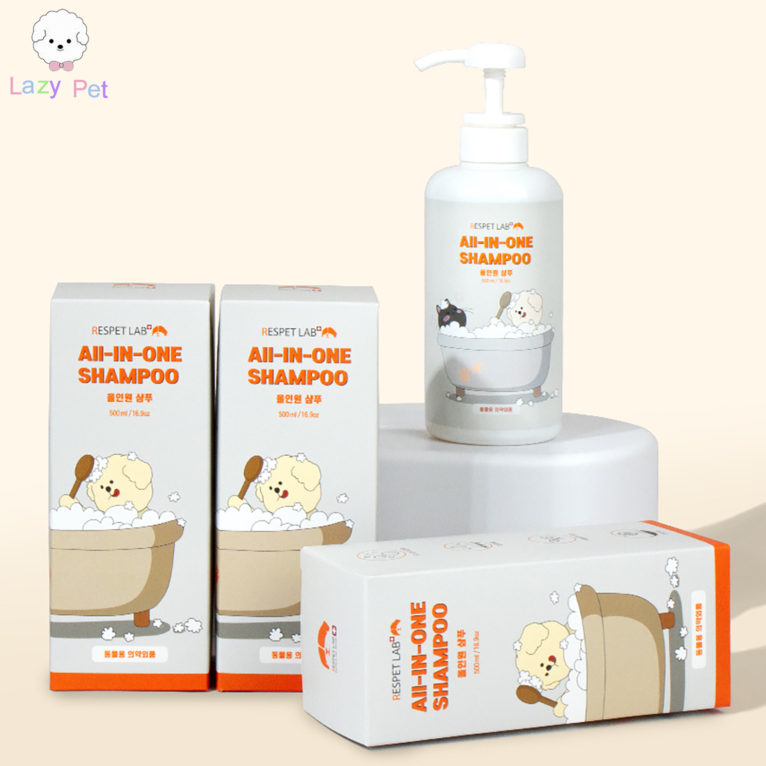 现货~韩国进口respet宠物天然温和椰子油花香沐浴露香波500ml
