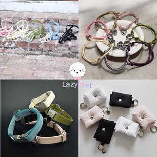 「Lazy Pet」韩国rentoasento宠物定制项链植鞣皮胸背项圈牵引绳
