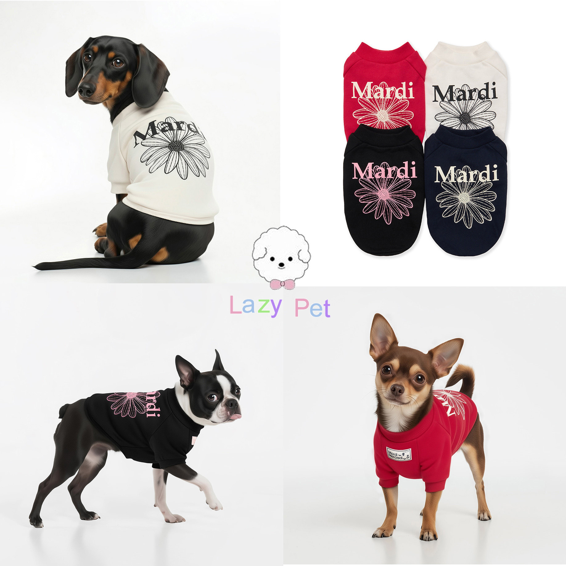 「Lazy Pet」韩国代购mardi宠物猫狗春秋雏菊单花纯棉舒适卫衣
