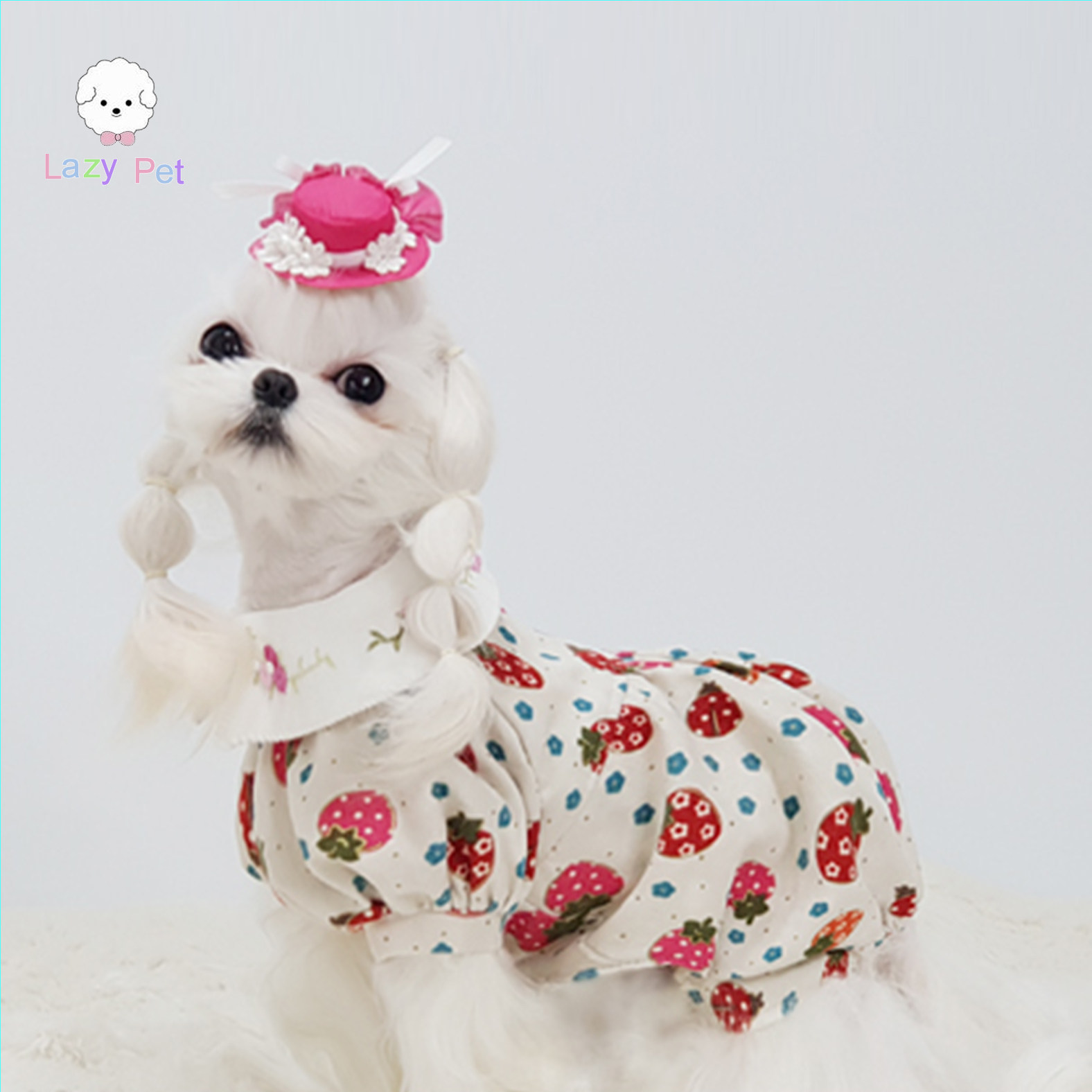 pet猫狗手工草莓灯笼裤四脚衣