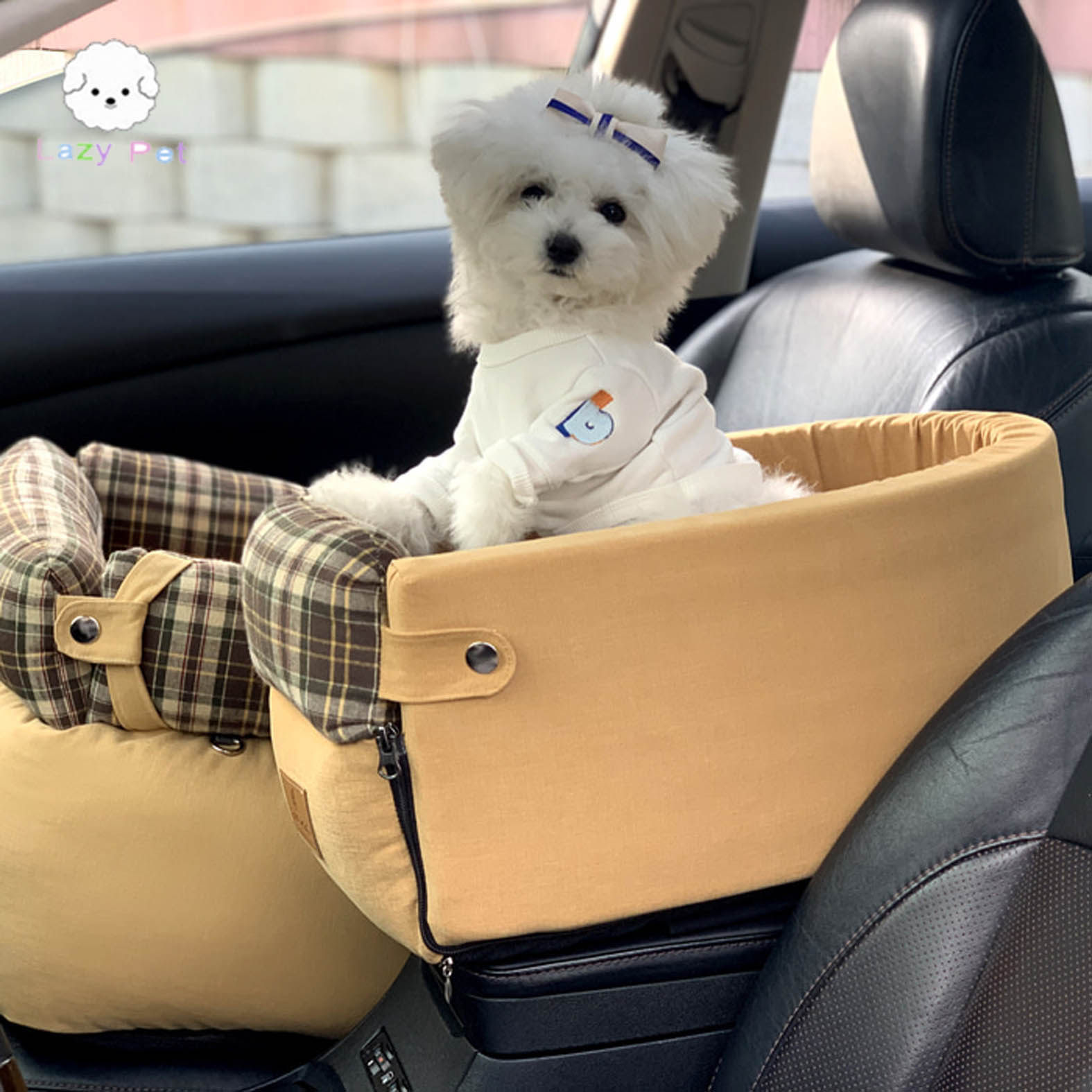 「Lazy Pet」韩国代购dugroo宠物格子汽车扶手箱车载窝安全座椅