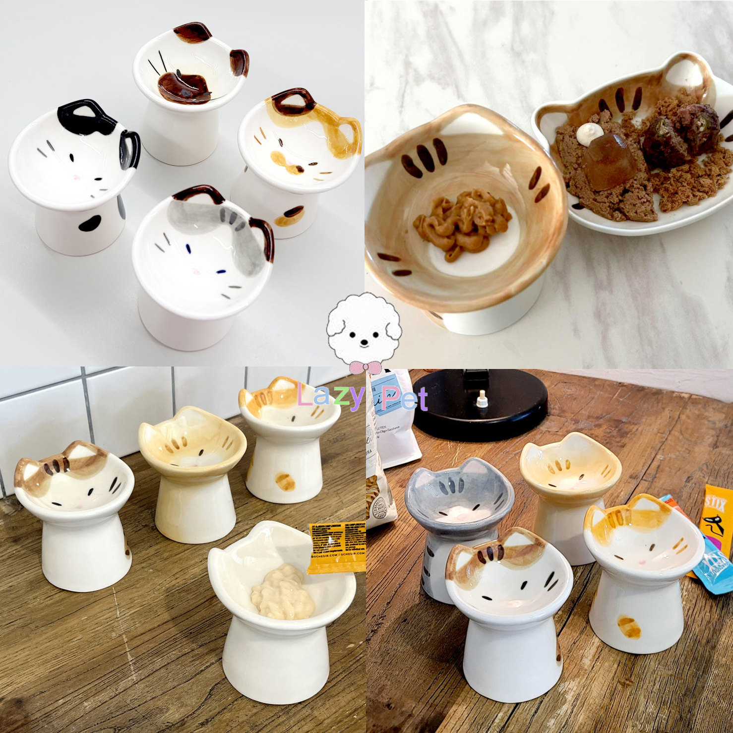 韩代定制猫脸耳朵手工陶瓷碗餐具