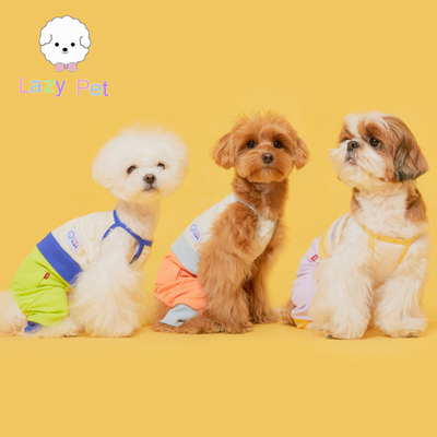 韩国flot宠物弹性帅气拼色连衣裤