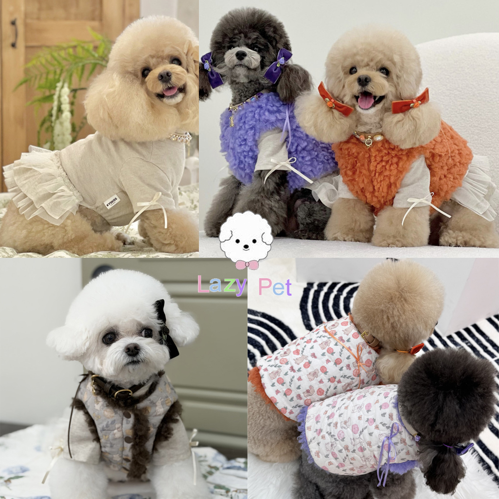 韩代宠物连衣裙羊羔绒马甲发夹