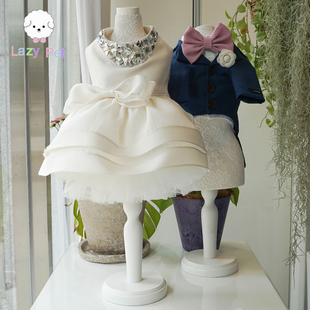 礼服 宠物光泽丝质水钻公主连衣裙假两件西装 「Lazy Pet」韩国代购