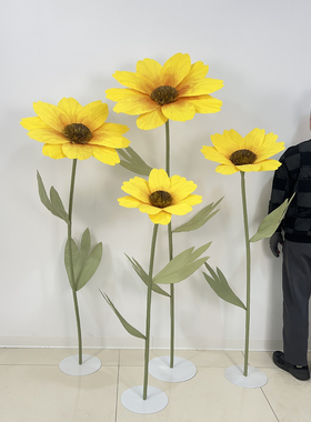 巨型纸花仿真花秋菊婚庆道具装饰秋季黄色花艺商场橱窗美陈布置