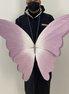 春季纸艺大蝴蝶浅紫色婚庆道具商场美陈活动装饰橱窗布置摄影拍照