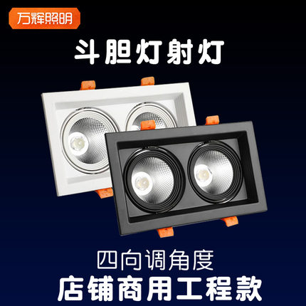 店铺超薄双头小射灯led斗胆嵌入式长方形两头三头四头吊顶筒灯cob