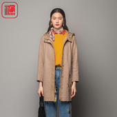 加厚羊毛针织带帽长款 2023新款 毛呢外套FGFD3058 大衣女款 渔牌女装