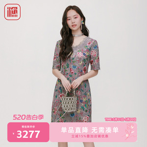 渔牌2025秋冬新款国风刺绣连衣裙
