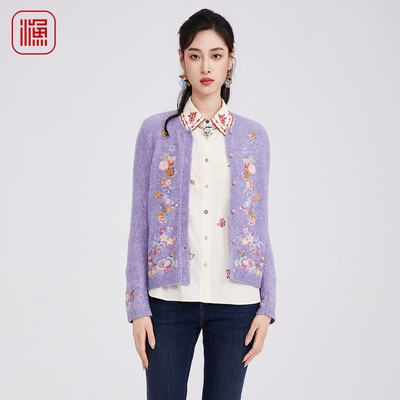 国风繁花刺绣针织毛衫