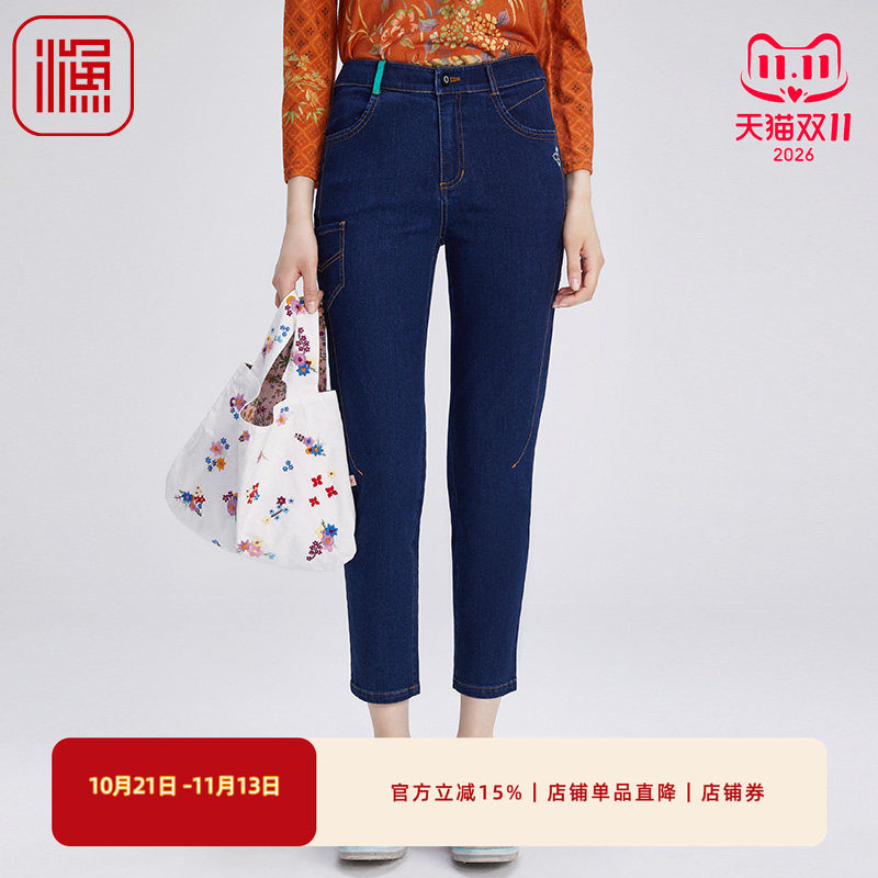 渔女装牛仔裤2024年新款女秋冬棉质休闲紧身弹力休闲长裤FGGD6028