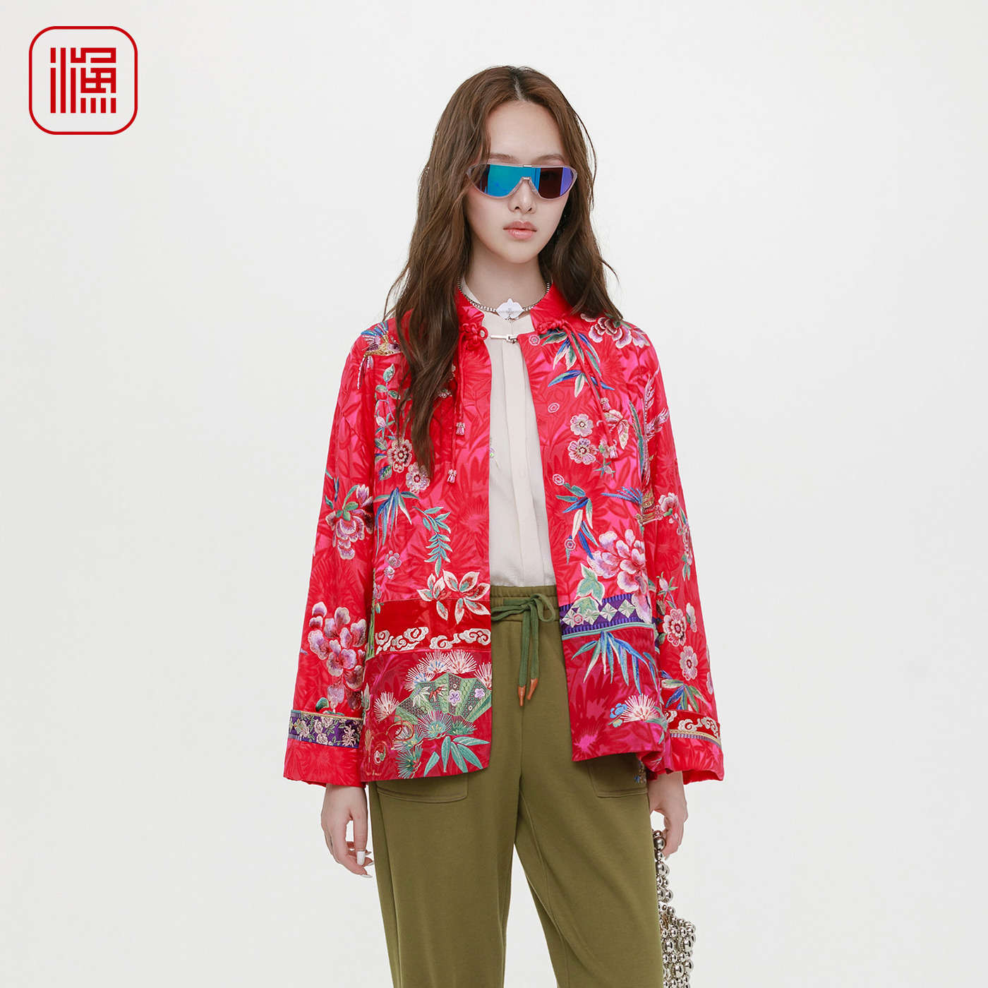 渔牌女长袖开衫上衣2025新款秋装重工刺绣绣花新中式国风盘扣外套