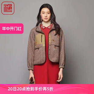 2023新款 呢料绣花短款 女士外套春秋款 渔牌女装 夹克女外套FGFD3219