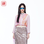 渔牌新中式 国风衬衣上衣FGIA2236 2026春新款 真丝立领印花衬衫 女装