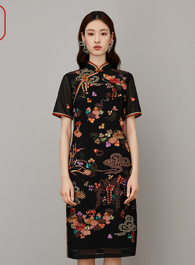渔女装2023新款秋季高端精致连衣裙中式复古刺绣改良旗袍FGFC0041