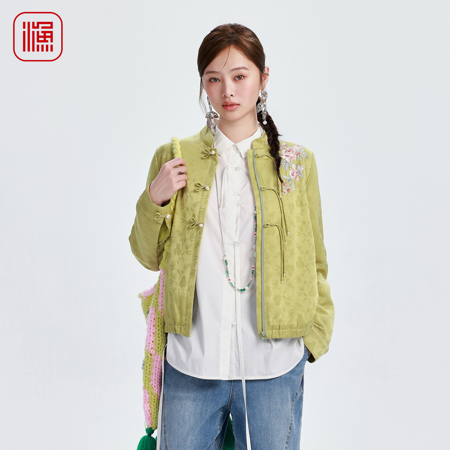 渔牌秋季新中式盘扣立领外套女