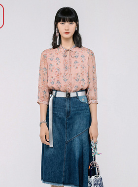渔牌女装衬衣2024年新款女春夏真丝印花宽松衬衫时尚百搭FGGA2259