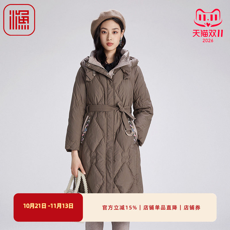 渔2024新款中长款加厚羽绒服
