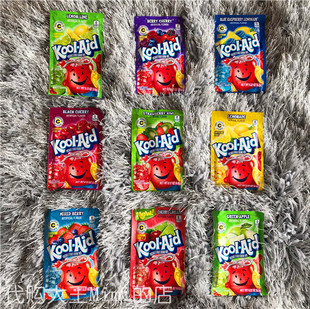 现货5袋美国嘻哈酷爱Kool Aid无糖冲粉果汁饮料粉