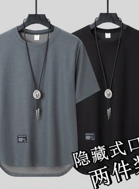 薄款男士短袖圆领T恤大码华夫格