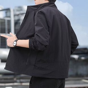 韩版百搭轻薄2025宽松男款外套春秋季休闲运动防风立领风衣上衣服