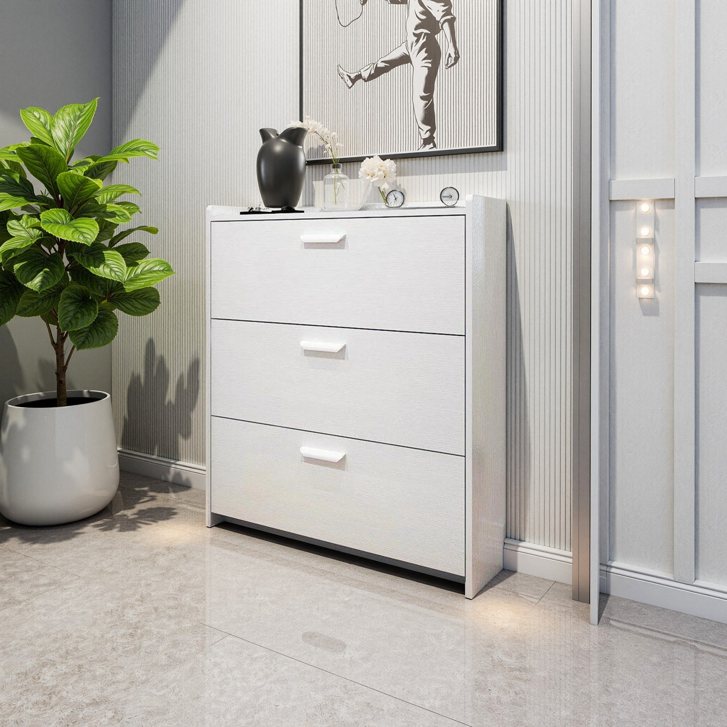 简约现代门口超薄翻斗鞋柜17cm多功能家用收纳玄关柜小户型省空间