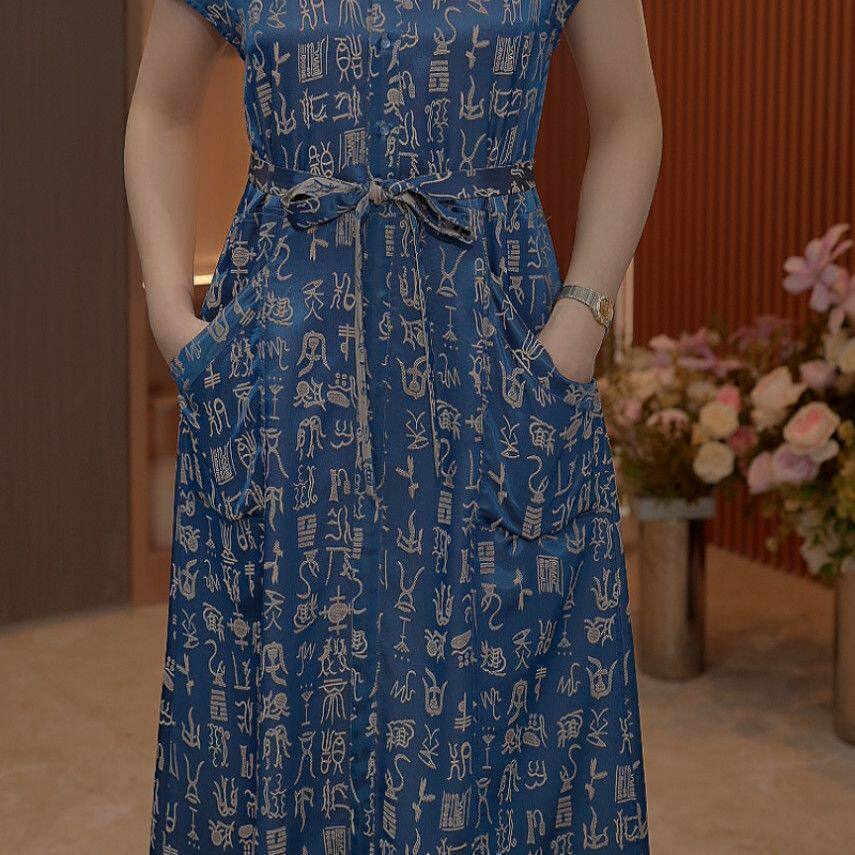 夏季新款妈妈装中式显瘦连衣裙