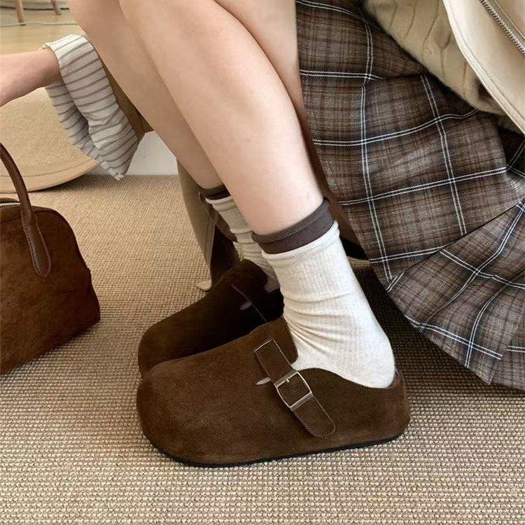 【苏茵茵】5.5cm增高版~扣带软木厚底包头勃肯单鞋女毛毛拖鞋棉鞋,女鞋,包头拖,淘宝优惠券,粉丝福利购,淘宝优惠卷