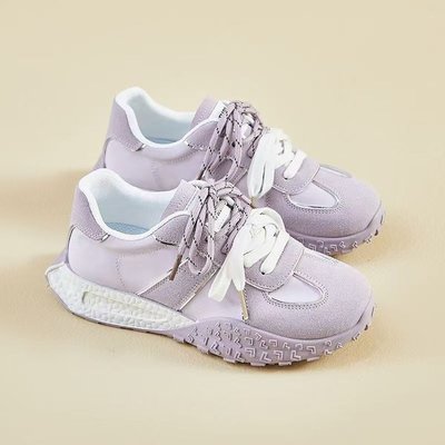 紫色厚底德训鞋女2025秋冬新款小个子阿甘鞋真皮加绒休闲鞋运动鞋