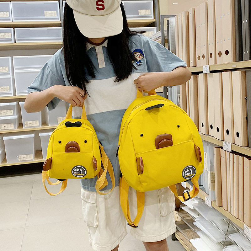 韩版儿童宝宝小黄鸭子卡通可爱小包INS迷你小背包帆布双肩包女