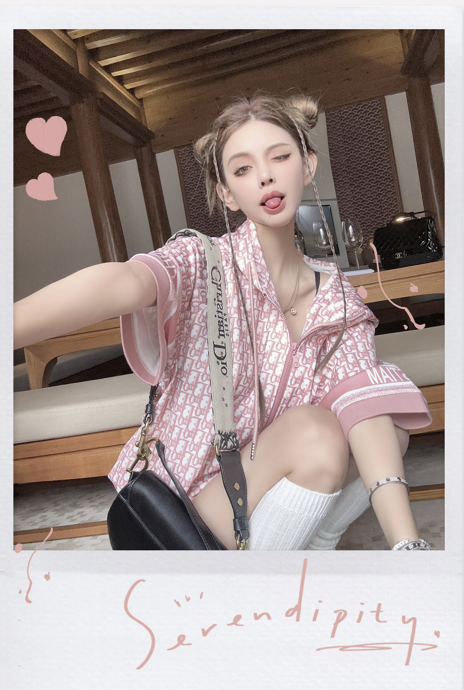 老花满印时尚卫衣套装女夏2023新款网红高级感休闲短袖短裤两件套
