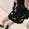Zhao Chen Chen star Hot stamping black skirt 2019 New summer ins Ultra-fire Short skirt Show thin