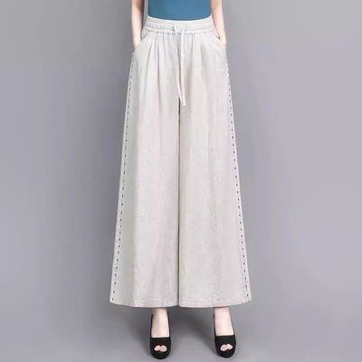 棉麻直筒裤休闲亚麻九分阔腿裤女