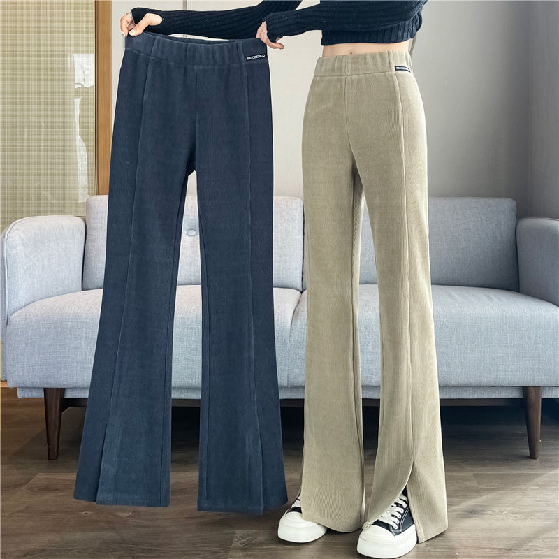 清仓捡漏加绒雪尼尔微喇叭裤子女秋冬季新款开叉休闲灯芯绒喇叭女,女装/女士精品,休闲裤,淘宝优惠券,粉丝福利购,淘宝优惠卷