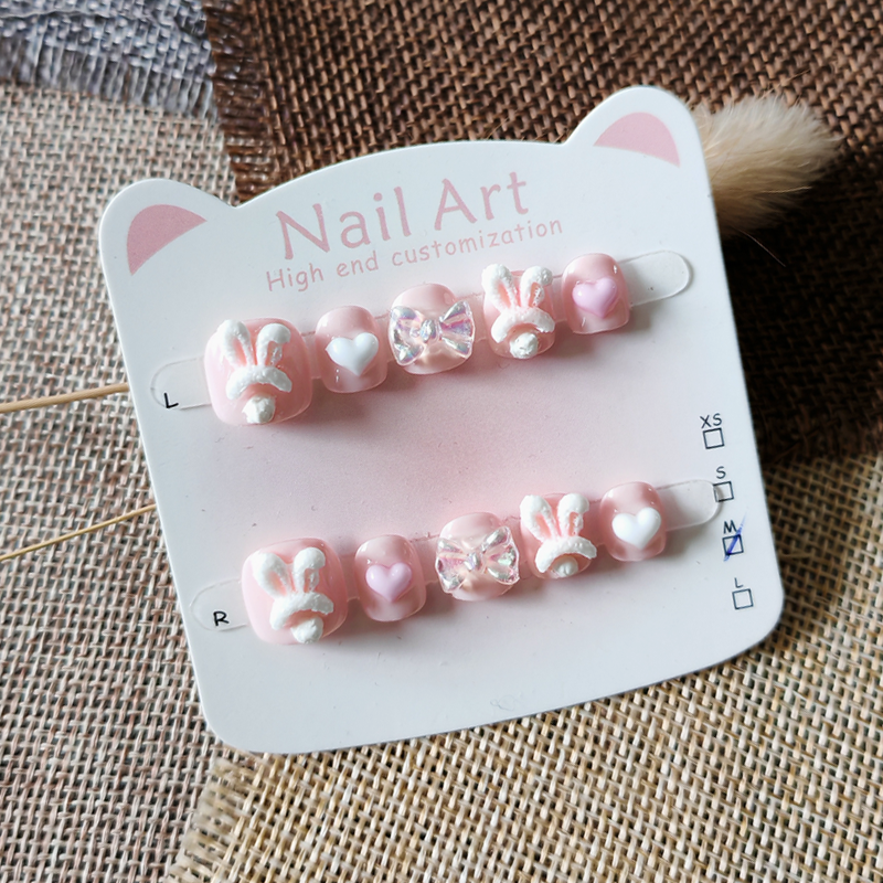 粉色小兔子女孩美甲贴片3-6-11岁 小仙女美甲显白 儿童手工穿戴甲,彩妆/香水/美妆工具,穿戴甲/甲片,淘宝优惠券,粉丝福利购,淘宝优惠卷