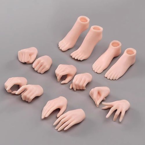 现货 1/6女兵人可动包胶素体兰花指比心握枪握剑可替换精妆手型包